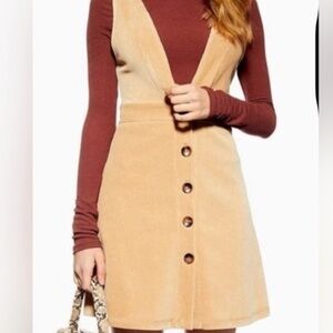 Topshop Camel Corduroy Dress
